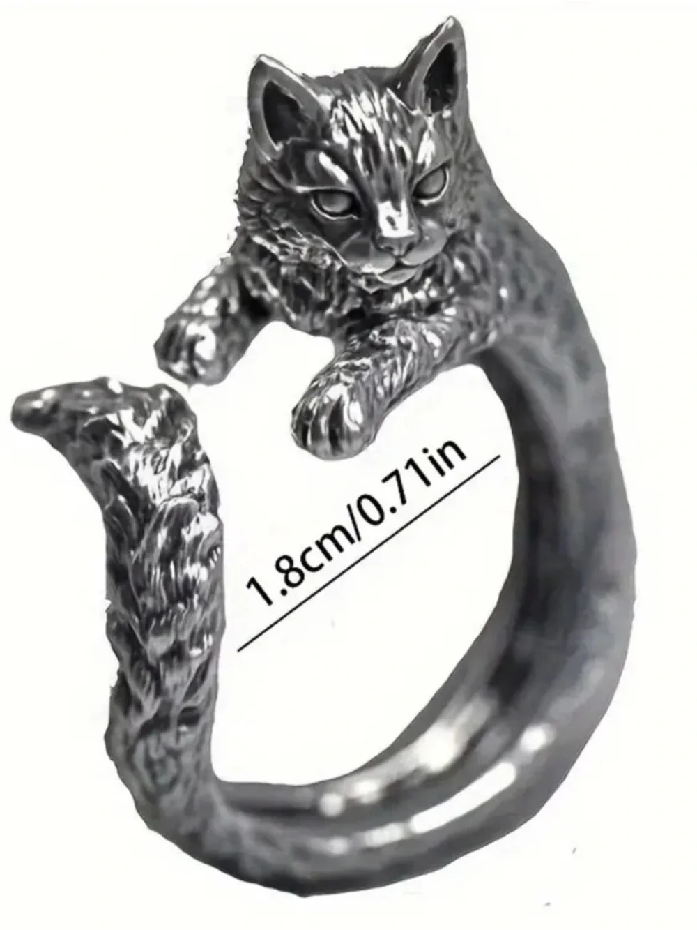 Silver Cat Wrap Ring - Elegant Cat Jewelry